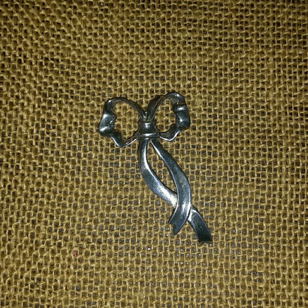 Ribbon sterling 925 vintage silver broach pendant